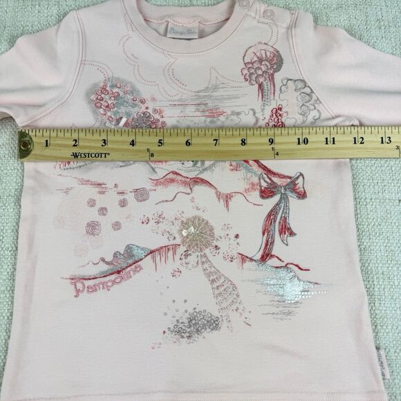 Pampolina Girls Top Size 4T Pink Long Sleeve Graphic Emboidered Sequin Shirt - Picture 11 of 15